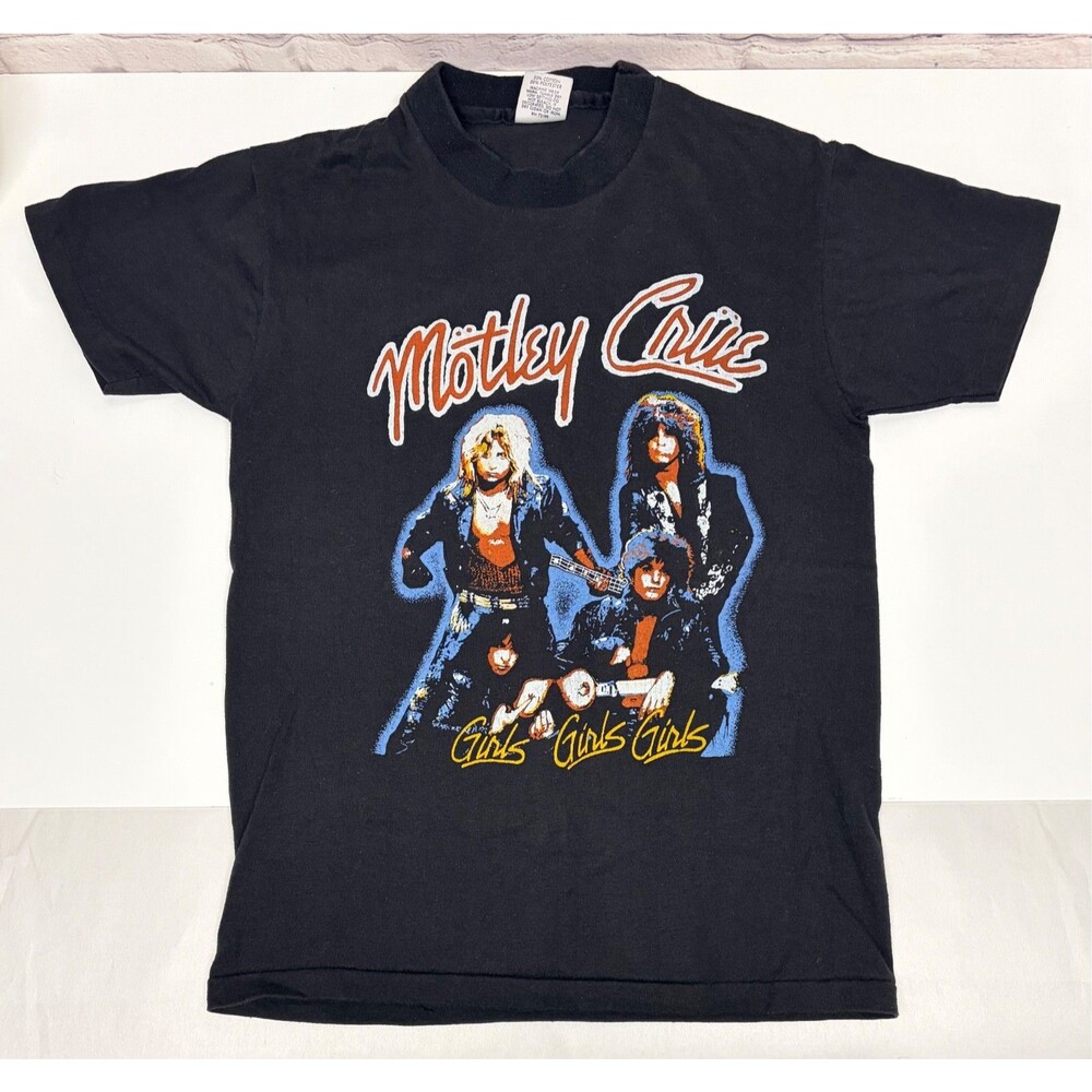 Vtg Motley Crue Girls Girls Girls Band T-Shirt Single Stitch Adult Small Black